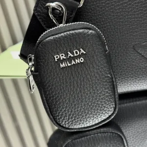 Prada ReNylon Hobo Small Black Silver Hardware