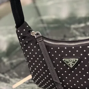 Prada ReNylon Tote Medium Black Silver Hardware
