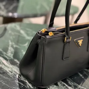 Prada Saffiano Boston Bag Small Black Gold Hardware