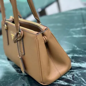 Prada Saffiano Double Tote Medium Caramel Gold Hardware Variant 2