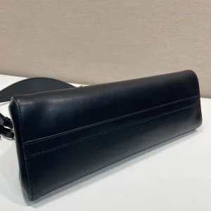Prada Satin Shoulder Bag Small Black Gold Hardware