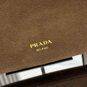 Prada Suede Hobo Medium Brown Gold Hardware