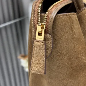 Prada Suede Shoulder Bag Medium Camel Gold Hardware