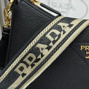 Prada Triangle Shoulder Bag Small Black Gold Hardware