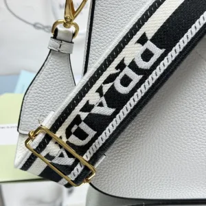 Prada Triangle Shoulder Bag Small White Gold Hardware