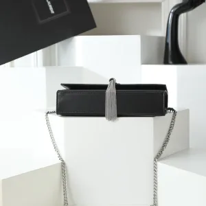 Saint Laurent Kate Chain Bag Small Black Silver Hardware Exact Size Unknown 253