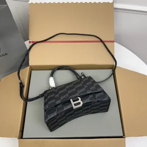 Balenciaga Hourglass Top Handle Medium Black Monogram 26cm