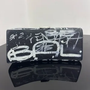 Balenciaga Hourglass Top Handle Small Black Graffiti 23cm
