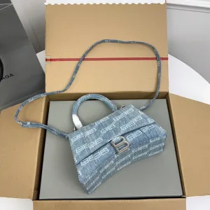 Balenciaga Hourglass Top Handle Small Blue Monogram 23cm