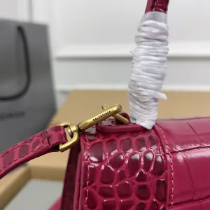 Balenciaga Hourglass Top Handle Small Red Croc 23cm