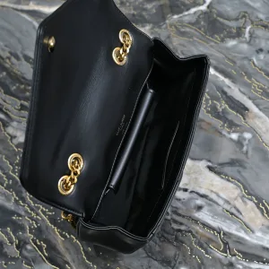Saint Laurent LouLou Shoulder Bag Medium Black Gold Hardware Exact Size Unknown 037