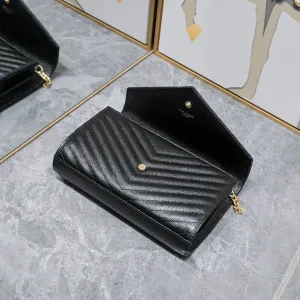 Saint Laurent LouLou Shoulder Bag Medium Black Gold Hardware Exact Size Unknown 064