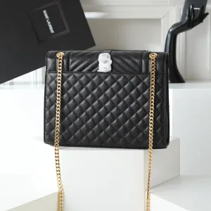 Saint Laurent LouLou Shoulder Bag Medium Black Gold Hardware Exact Size Unknown 093