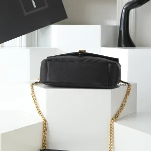 Saint Laurent LouLou Shoulder Bag Medium Black Gold Hardware Exact Size Unknown 228