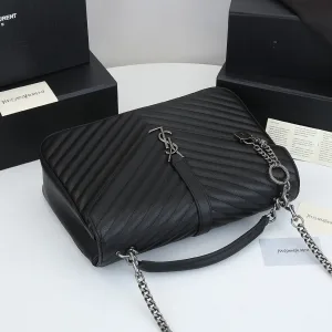 Saint Laurent LouLou Shoulder Bag Medium Black Silver Hardware Exact Size Unknown 040