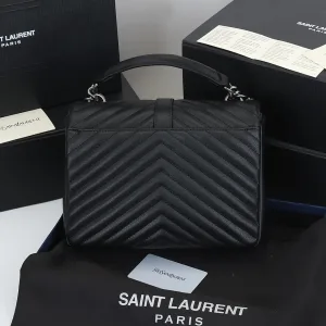 Saint Laurent LouLou Shoulder Bag Medium Black Silver Hardware Exact Size Unknown 042