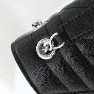 Saint Laurent LouLou Shoulder Bag Medium Black Silver Hardware Exact Size Unknown 094