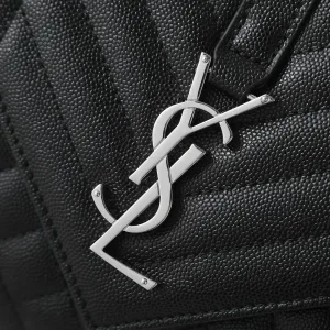 Saint Laurent LouLou Shoulder Bag Medium Black Silver Hardware Exact Size Unknown 098