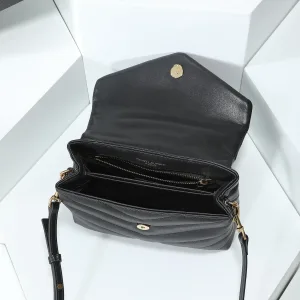 Saint Laurent LouLou Shoulder Bag Medium Black Silver Hardware Exact Size Unknown 128