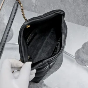Saint Laurent LouLou Shoulder Bag Medium Gray Gold Hardware Exact Size Unknown 027