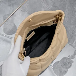 Saint Laurent LouLou Shoulder Bag Medium Tan Gold Hardware Exact Size Unknown 024