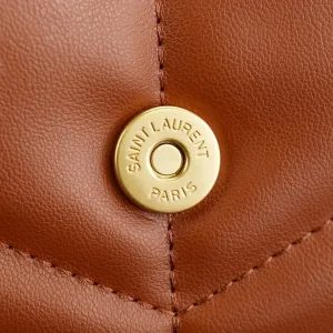 Saint Laurent Puffer Shoulder Bag Large Brown Gold Hardware Exact Size Unknown 238