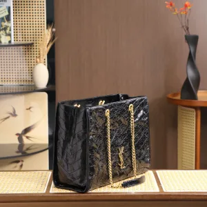 Saint Laurent Shopping Tote Bag Large Black Gold Hardware Exact Size Unknown 243