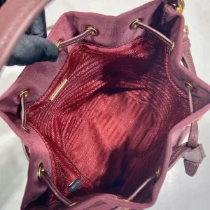 Prada Bucket Bag Small Burgundy Gold Hardware