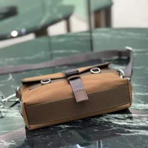 Prada Buckle Crossbody Small Brown Silver Hardware