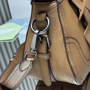 Prada Buckle Satchel Medium Caramel Silver Hardware