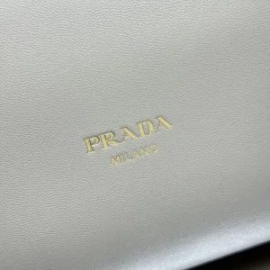Prada Chain Shoulder Bag Small White Gold Hardware