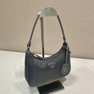 Prada Cleo Hobo Small Slate Blue Silver Hardware