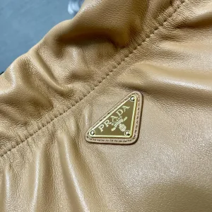 Prada Drawstring Bucket Bag Small Caramel Gold Hardware