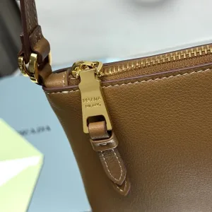 Prada Flap Crossbody Small Taupe Gold Hardware