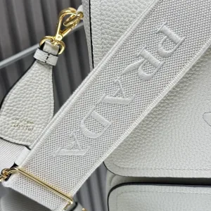Prada Flap Crossbody Small White Gold Hardware