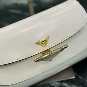 Prada Flap Shoulder Bag Small White Gold Hardware