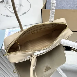 Prada Galleria Top Handle Small Beige Gold Hardware
