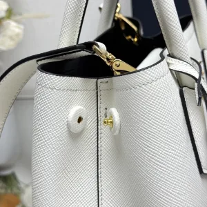 Prada Galleria Top Handle Small White Silver Hardware