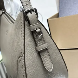 Prada Hobo Shoulder Bag Medium Gray Silver Hardware