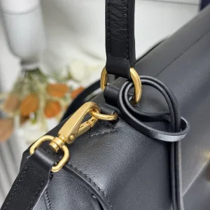 Prada Leather Briefcase Medium Black Gold Hardware