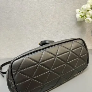 Prada Quilted Top Handle Medium Black Gold Hardware
