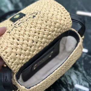 Prada Raffia Camera Bag Small Natural Black Gold Hardware
