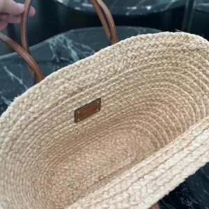 Prada Raffia Logo Tote Medium Natural Brown Gold Hardware