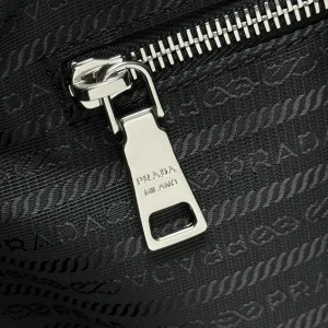 Prada ReNylon Bucket Bag Medium Black Silver Hardware