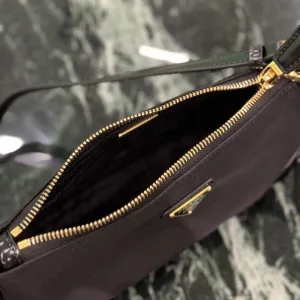 Prada ReNylon Shoulder Bag Small Black Silver Hardware