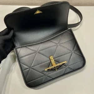 Prada Saffiano Chain Shoulder Bag Small Black Gold Hardware Variant 2