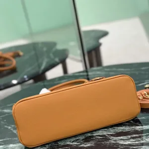 Prada Saffiano Double Tote Medium Caramel Gold Hardware