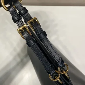 Prada Satin Shoulder Bag Small Black Gold Hardware