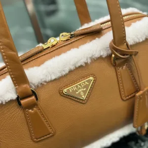 Prada Shearling Mini Bag Small Caramel Gold Hardware