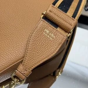 Prada Triangle Shoulder Bag Small Caramel Gold Hardware